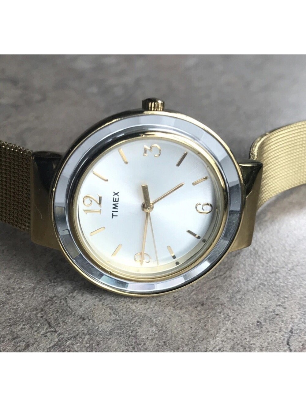 Timex Ameritus Gold-Tone SS Mesh Bracelet Dress Ladies Watch T2P197KW Bin W